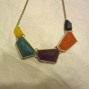RETRO STYLE 90'S MULTI STONE GEOMETRIC CHOKER NECKLACE